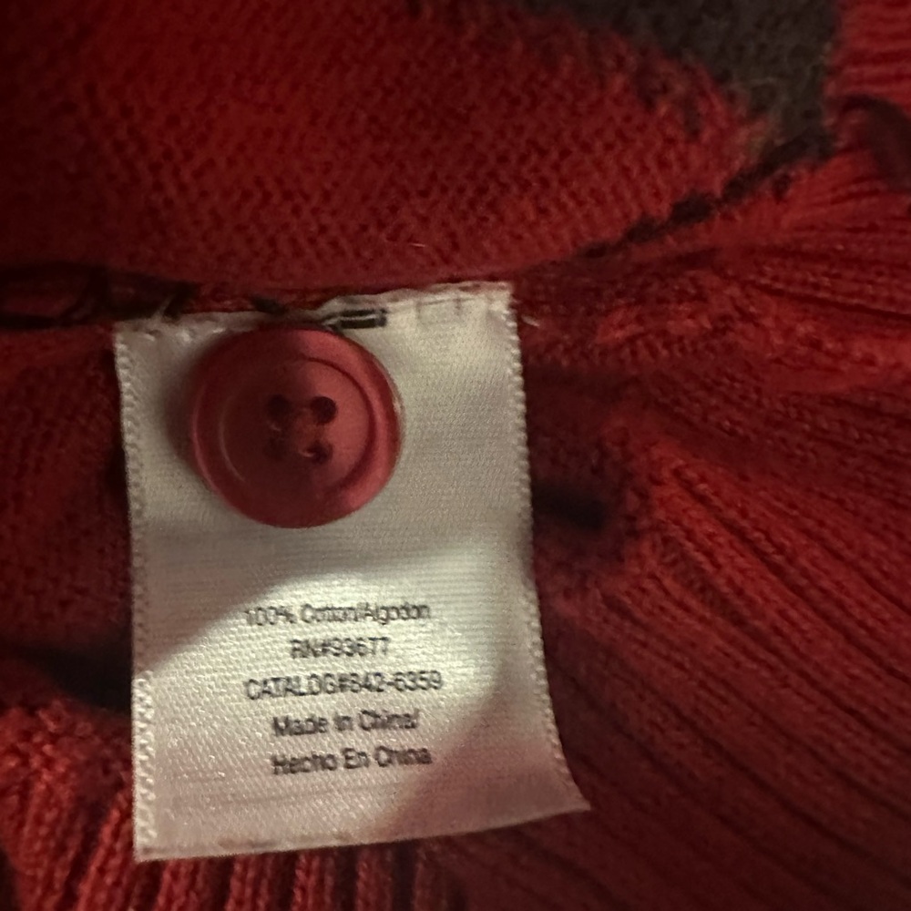 St. John's Bay Red and Gray Argyle Cardigan - Picture 5 of 5